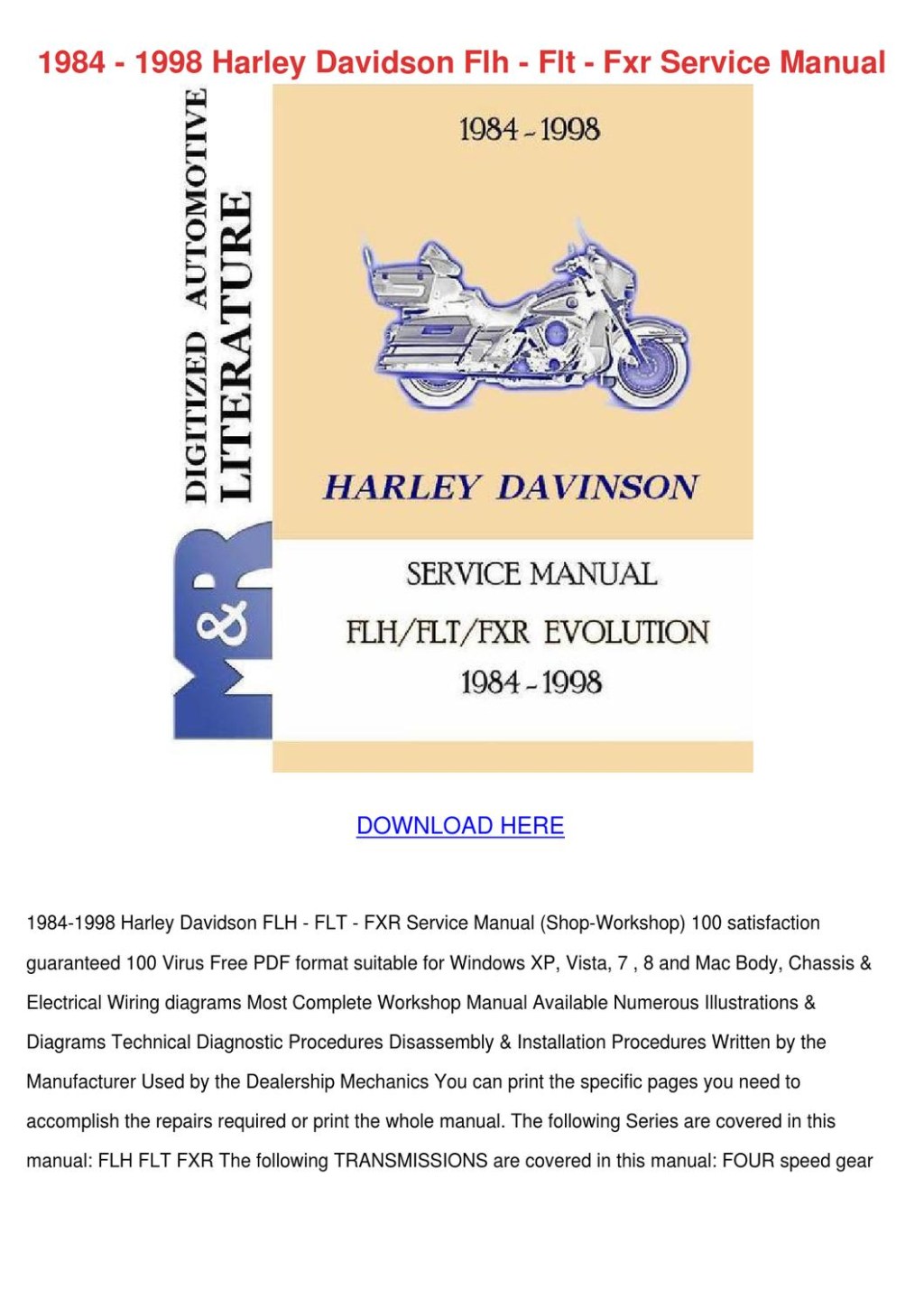 Picture of: Harley Davidson Flh Flt Fxr Service by ElizabethCovey