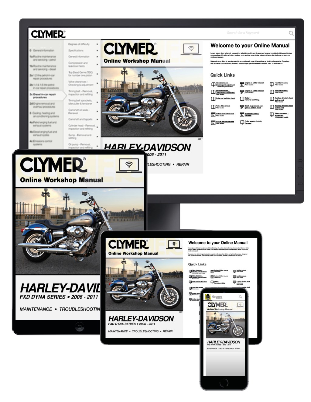 Picture of: Harley-Davidson FXD Dyna Series Motorcycle (-) Clymer Online Repair  Manual