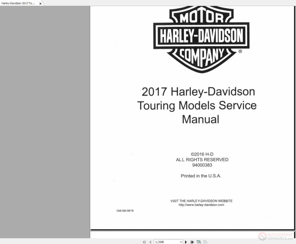 Picture of: Harley-Davidson  Touring Service Manual  Auto Repair Manual