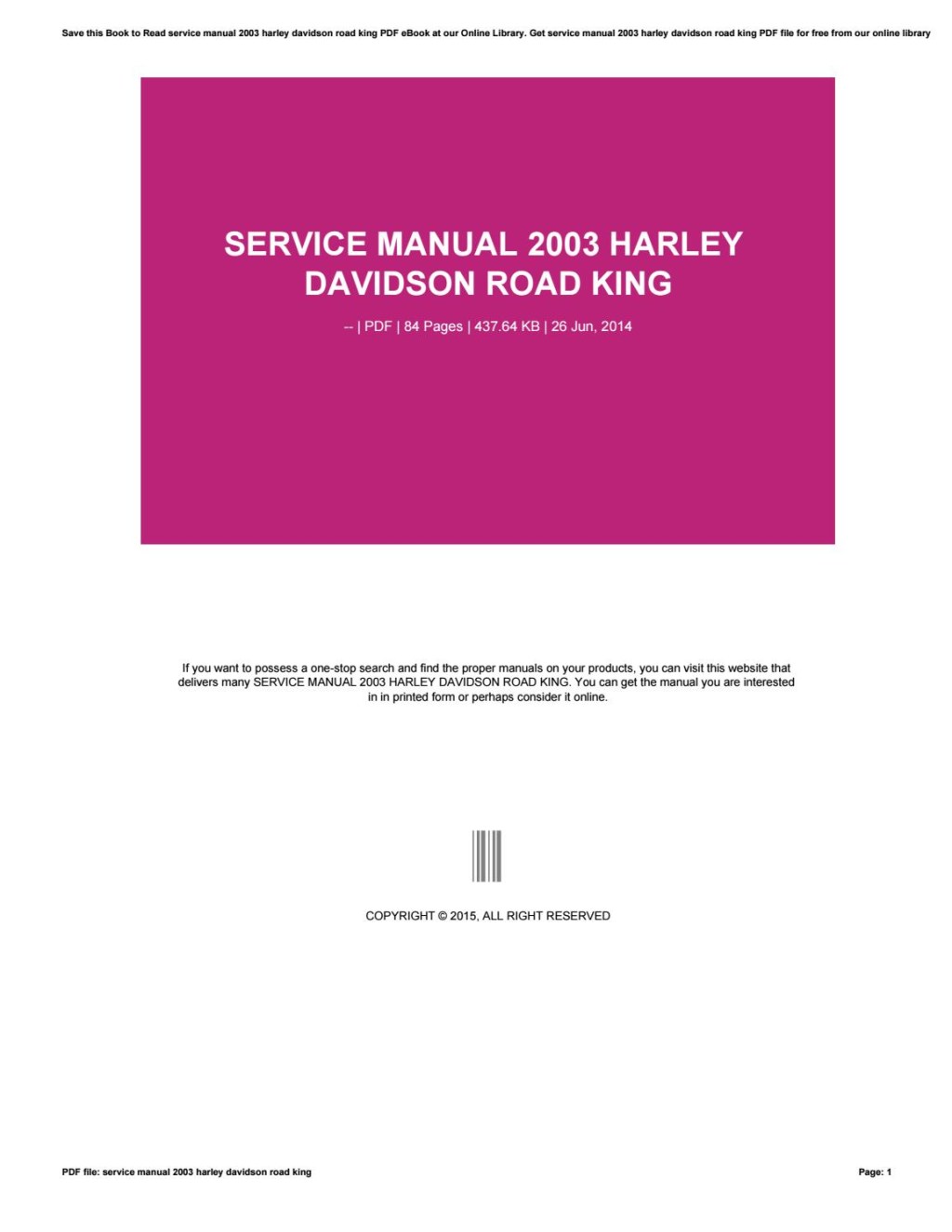 Picture of: Service manual  harley davidson road king by u – Issuu